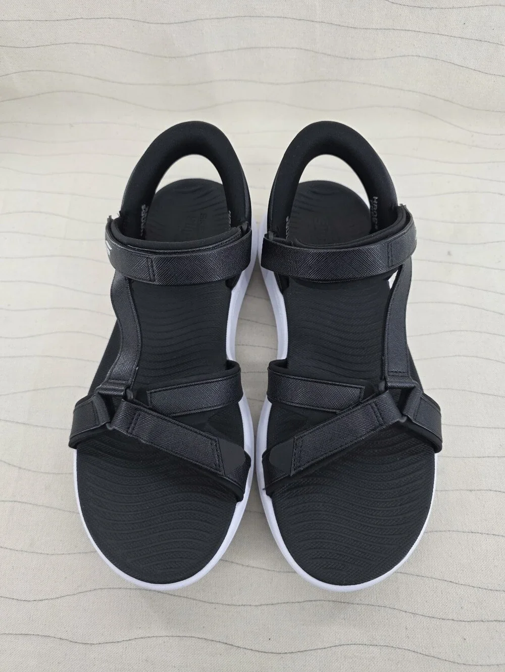 Skechers Womens Slip-Ins Hands Free Black White Slingback Sandals 123160 Size 11